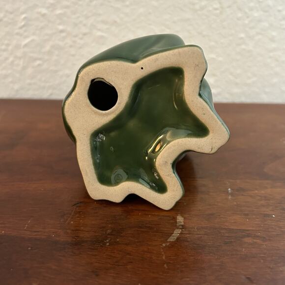 Lily Pad Green Frog Figurine Blue Chest Ceramic Glazed Good Luck Wisdom Wealth - Picture 6 of 6